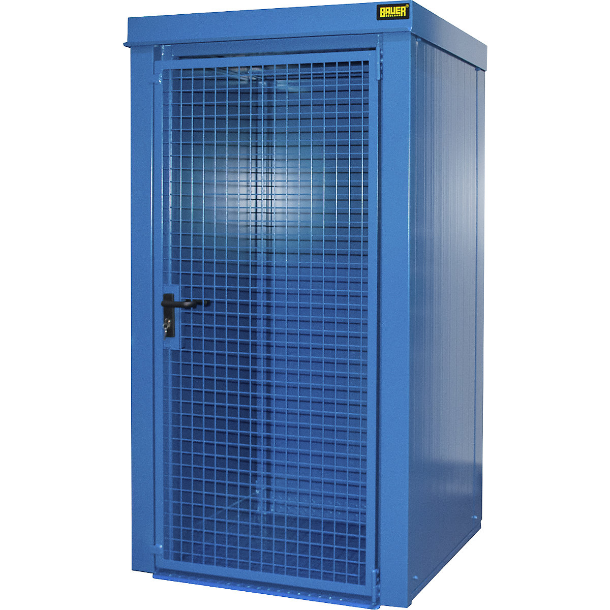 Gas cylinder container, fire resistant – eurokraft pro, for 9 cylinders with Ø 230 mm, blue-3
