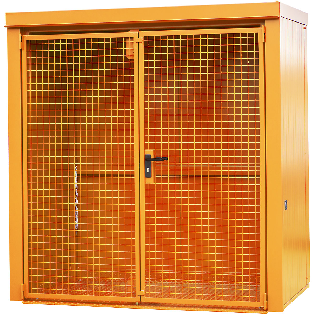 Gas cylinder container, fire resistant – eurokraft pro, for 28 cylinders with Ø 230 mm, orange-6