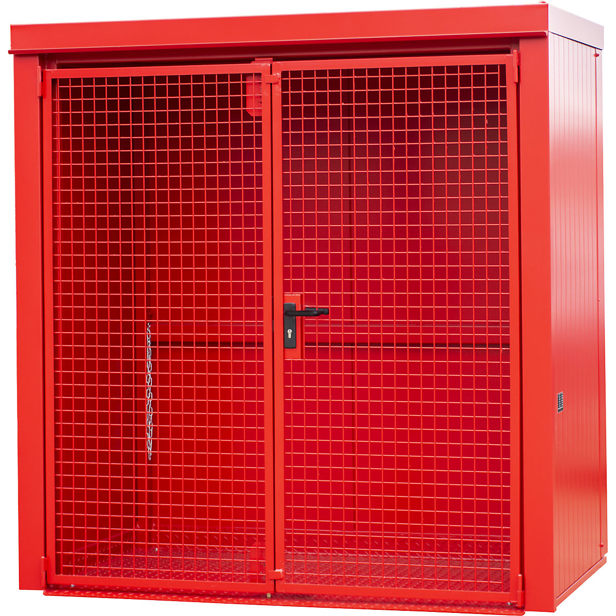 Gas cylinder container, fire resistant – eurokraft pro, for 28 cylinders with Ø 230 mm, red-4