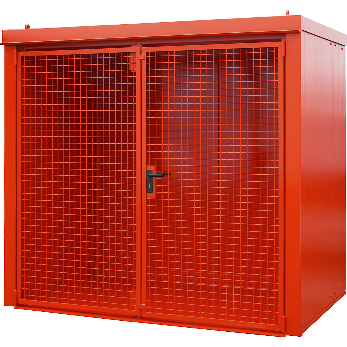 Gas cylinder container, fire resistant – eurokraft pro, for 45 cylinders with Ø 230 mm, red-2