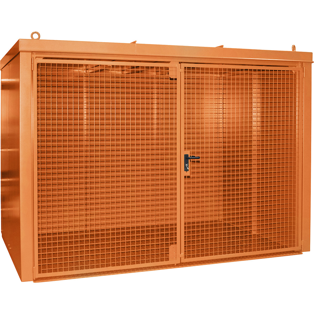 Gas cylinder container, fire resistant – eurokraft pro, for 96 cylinders with Ø 230 mm, orange-6