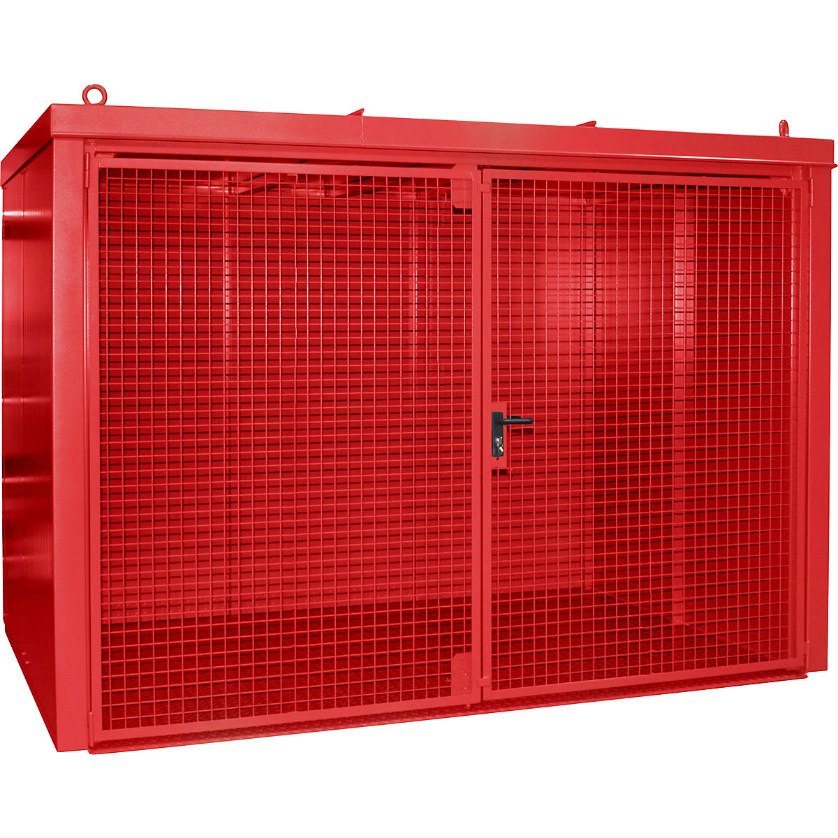 Gas cylinder container, fire resistant – eurokraft pro, for 96 cylinders with Ø 230 mm, red-3
