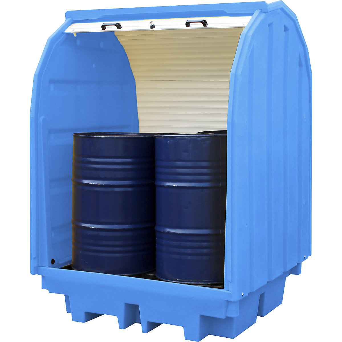 PE hazardous goods storage unit with roller shutter – eurokraft basic (Product illustration 2)-1