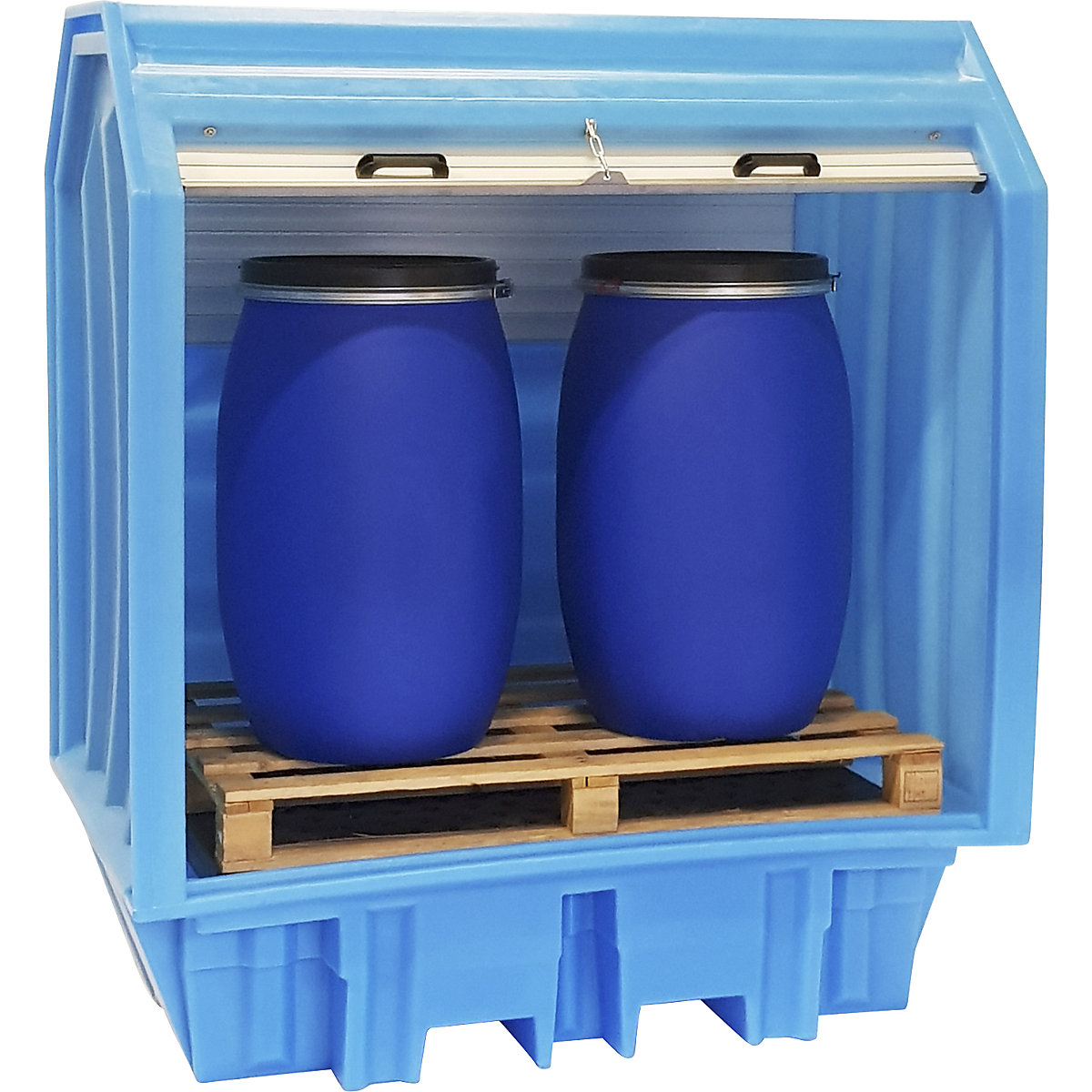 PE hazardous goods storage unit with roller shutter – eurokraft basic (Product illustration 11)-10