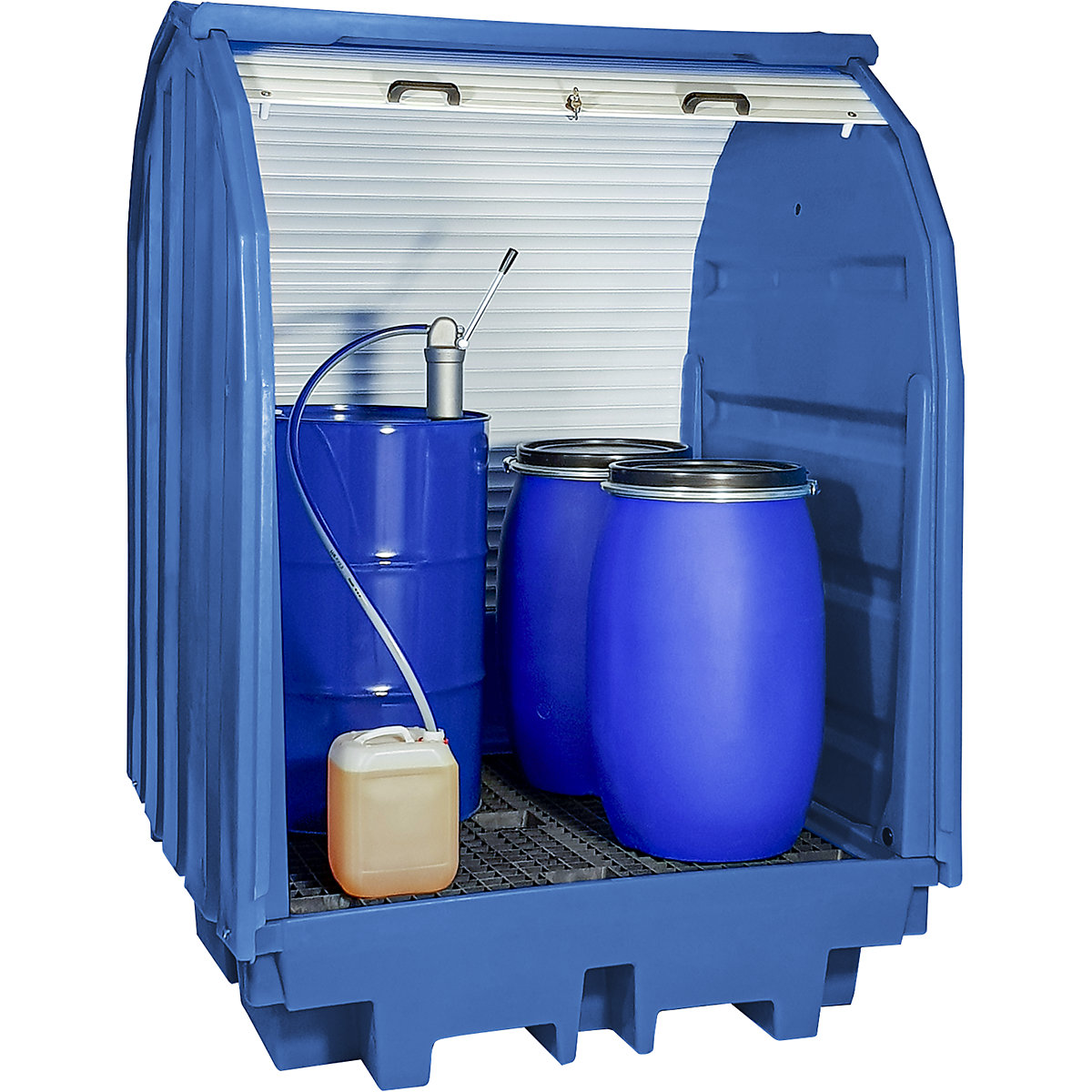 PE hazardous goods storage unit with roller shutter – eurokraft basic (Product illustration 14)-13