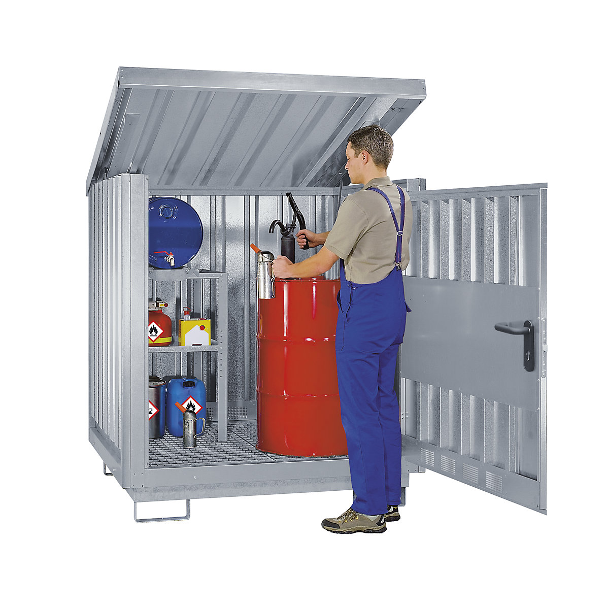 Steel hazardous goods storage depot – eurokraft pro (Product illustration 2)-1