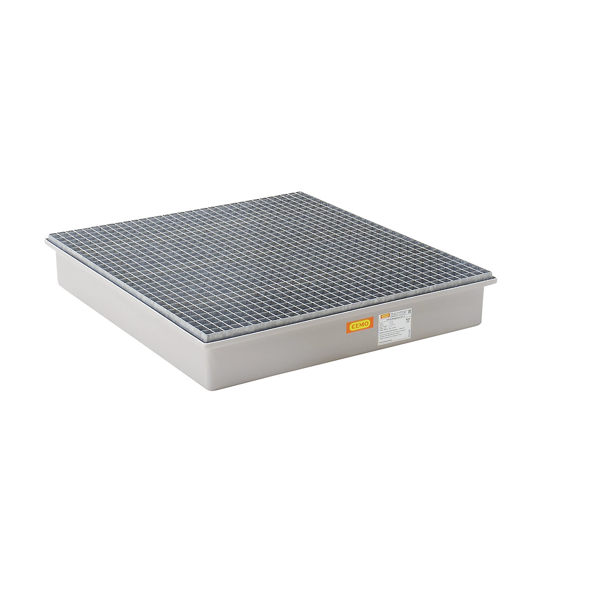 GRP base sump tray – CEMO, 4 x 200 litre drums, with certification, with steel grate-5