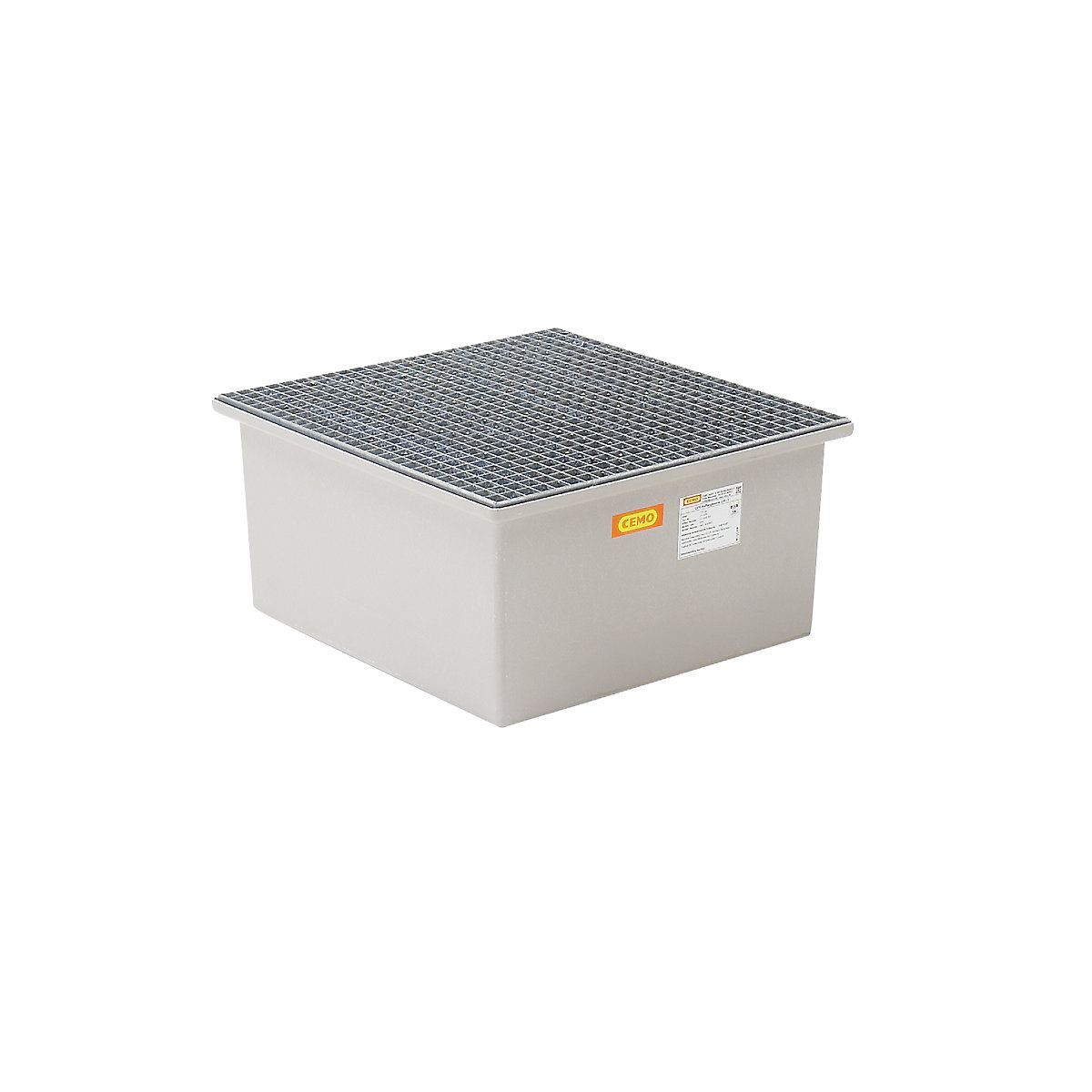 GRP base sump tray – CEMO, 1 x 200 litre drum, with certification, with steel grate-4