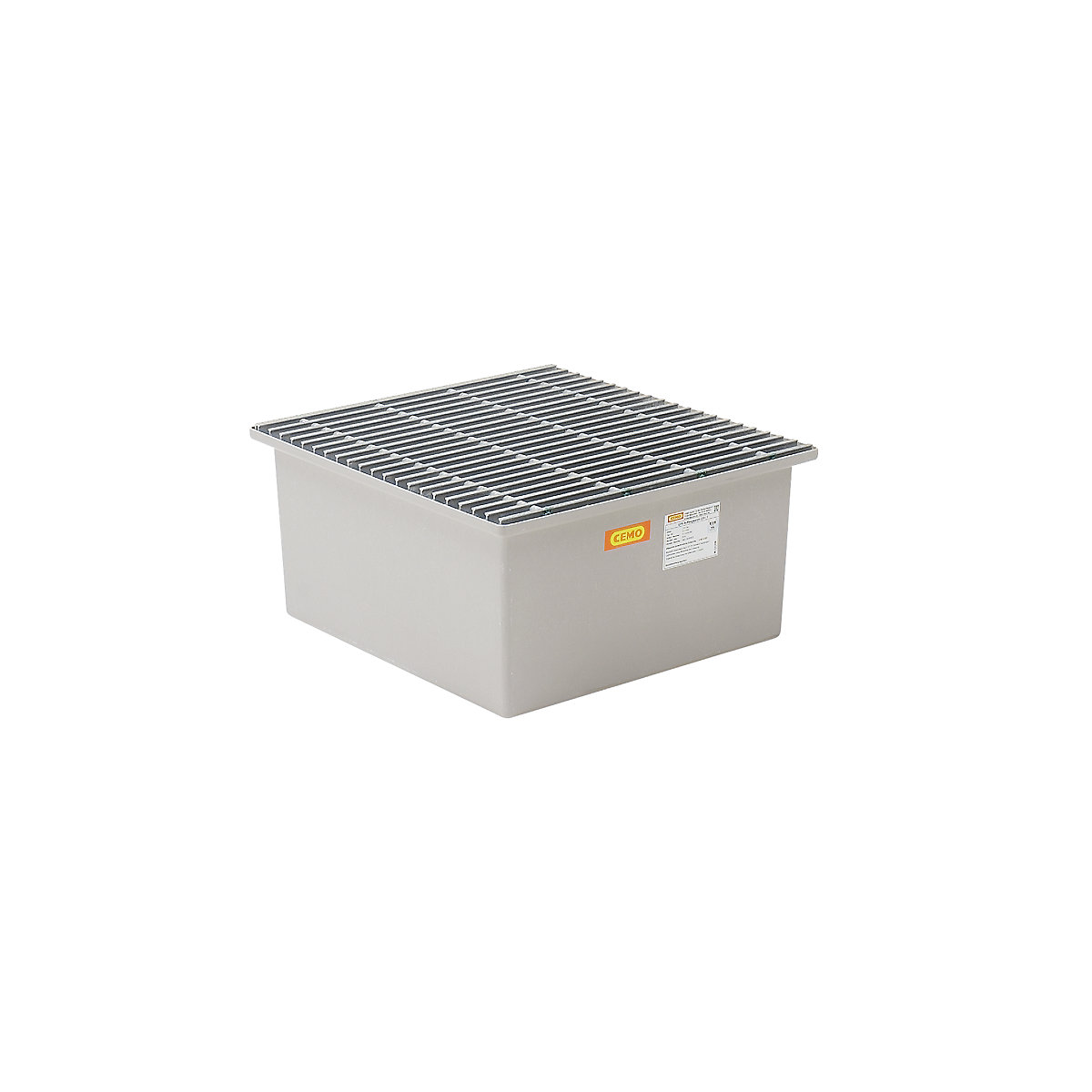 GRP base sump tray – CEMO, 1 x 200 litre drum, with certification, with GRP grate-5