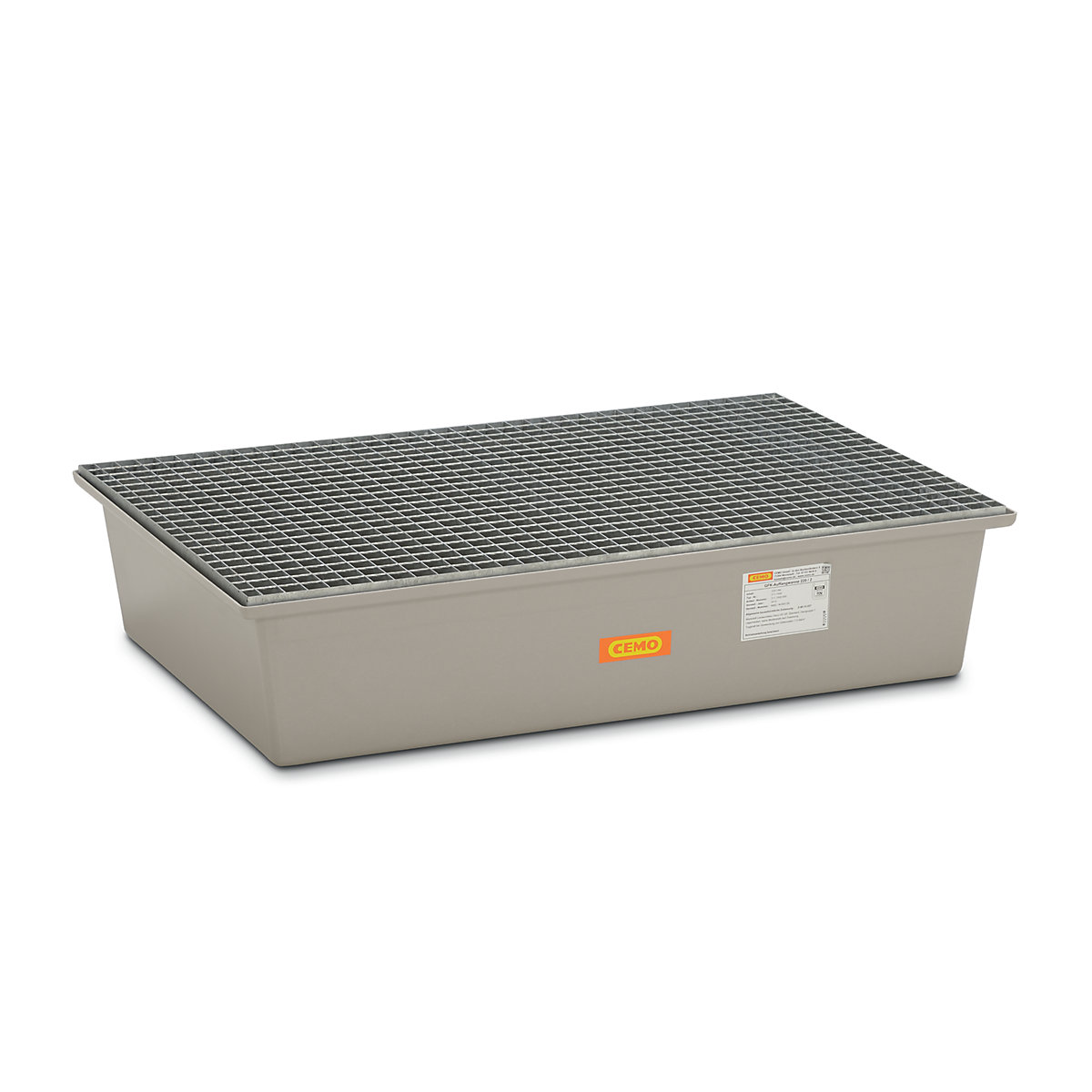 GRP base sump tray – CEMO, 2 x 200 litre drums, with certification, with steel grate-6