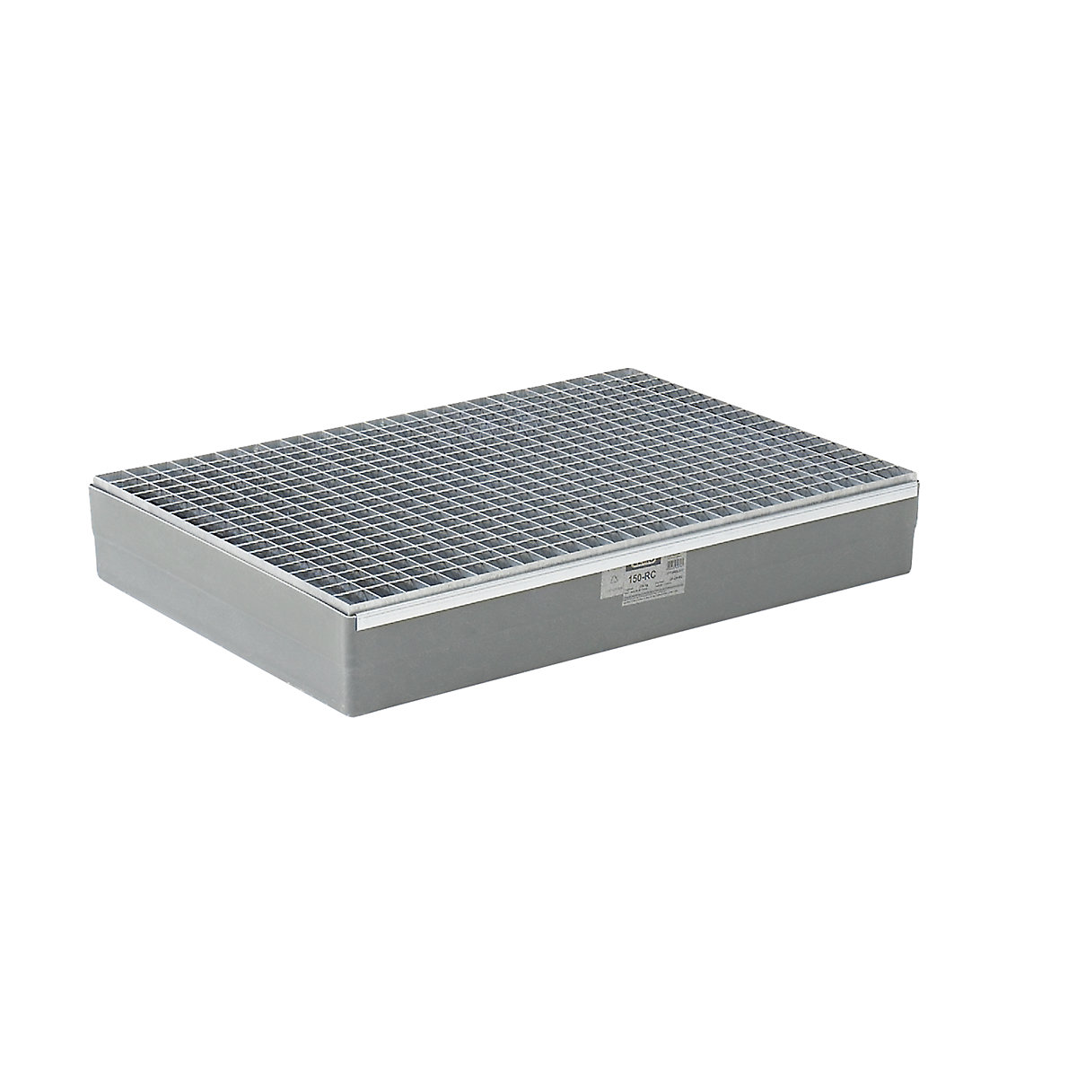 GRP pallet sump tray – CEMO, without certification, without stop lugs, with steel grate-3