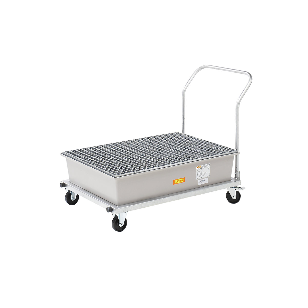 Mobile GRP sump tray – CEMO, with steel grate, LxWxH 1520 x 860 x 1080 mm-4