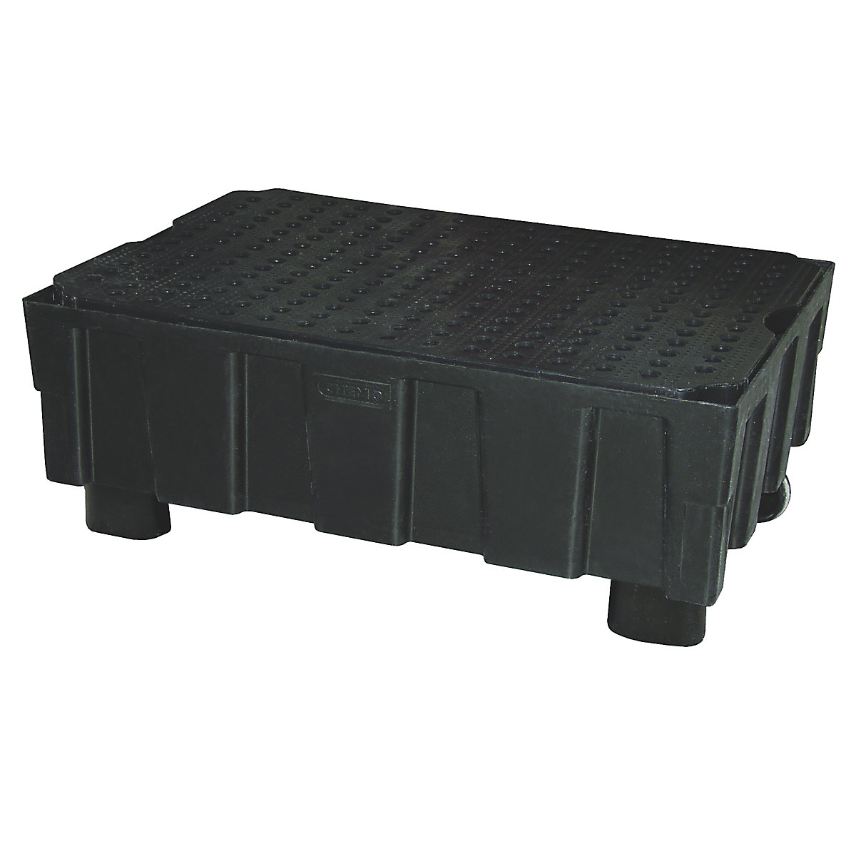 PE sump tray for 200 l drums – CEMO, with four feet, sump capacity 224 l, with PE grate-4