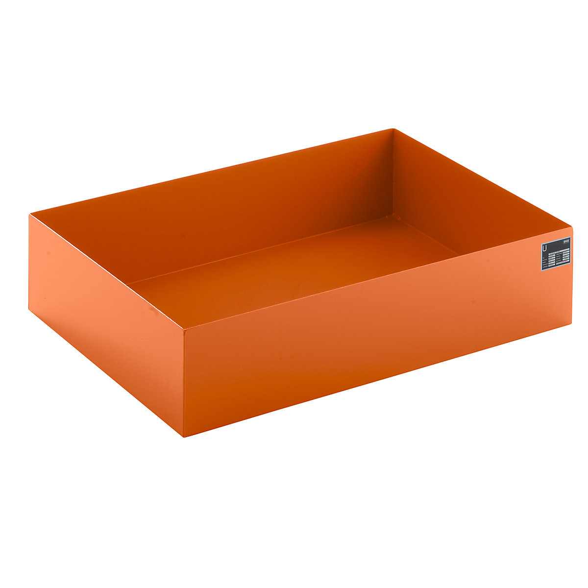 EUROKRAFTbasic – Pallet sump tray, LxWxH 1200 x 800 x 260 mm, orange RAL 2000