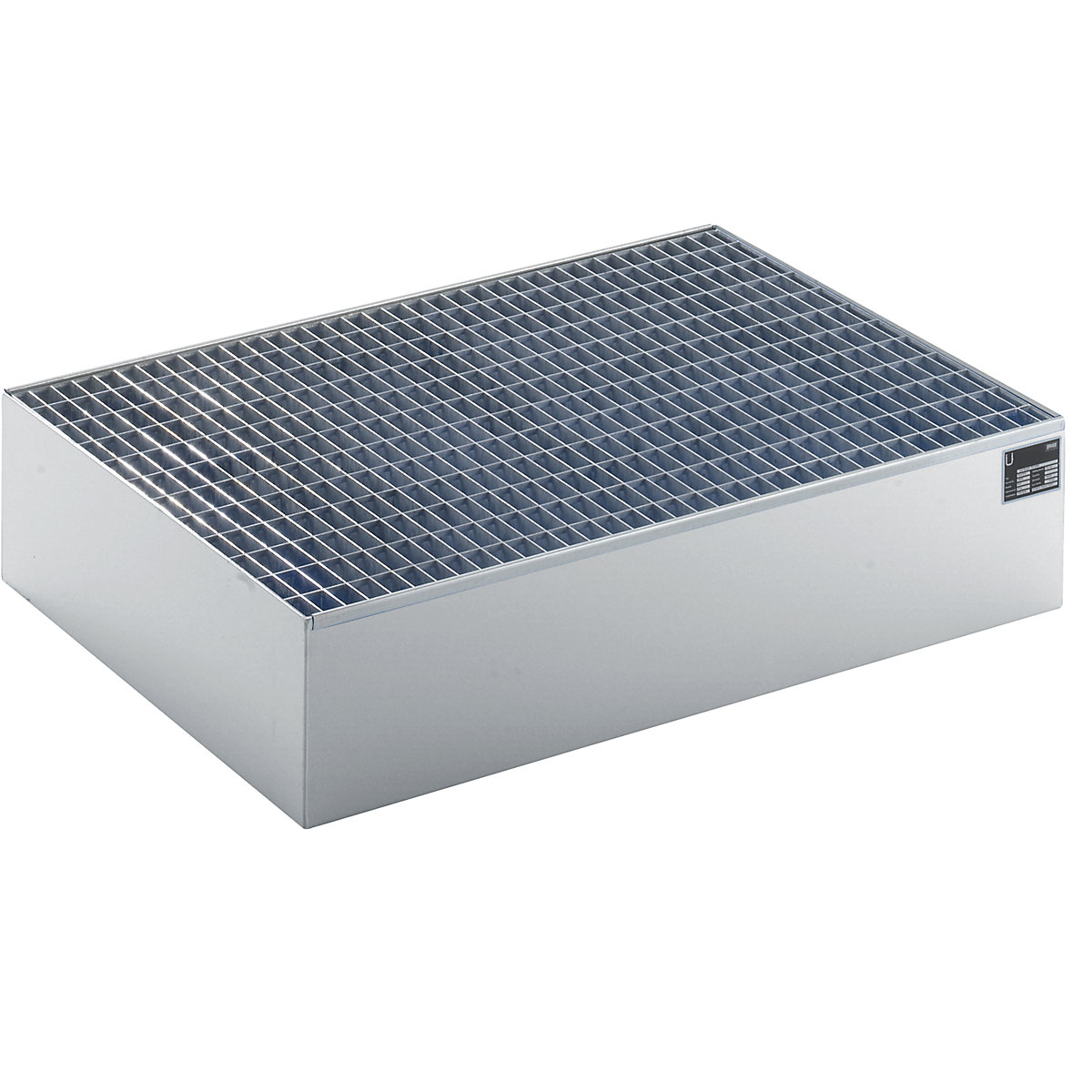 EUROKRAFTbasic – Pallet sump tray, LxWxH 1200 x 800 x 260 mm, hot dip galvanised, with grate