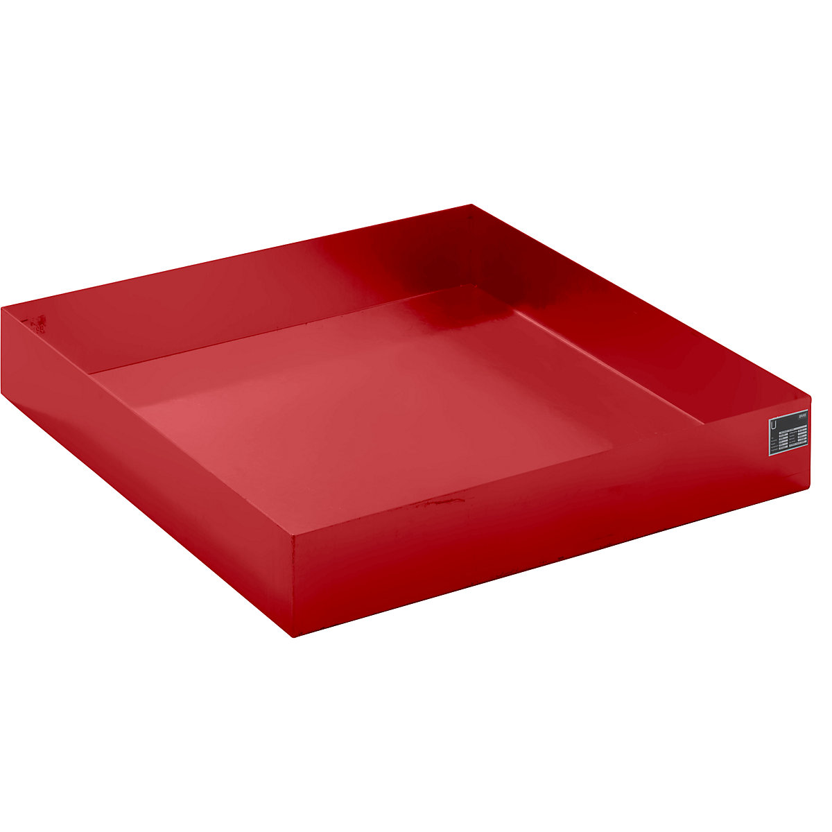 EUROKRAFTbasic – Pallet sump tray, LxWxH 1200 x 1200 x 185 mm, red RAL 3000