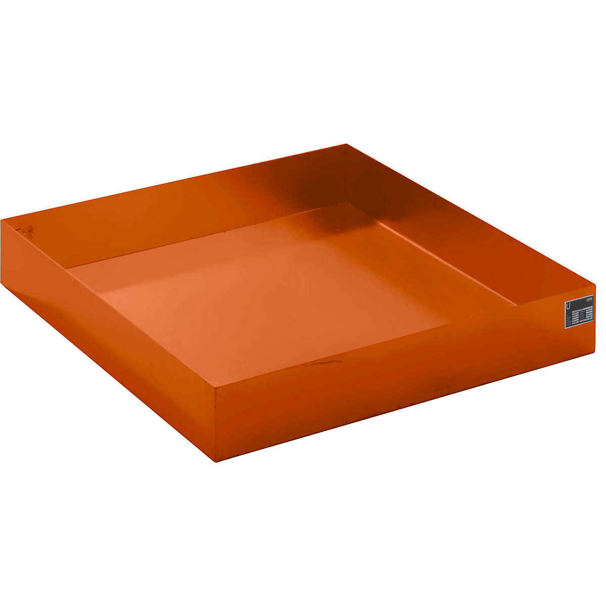 EUROKRAFTbasic – Pallet sump tray, LxWxH 1200 x 1200 x 185 mm, orange RAL 2000