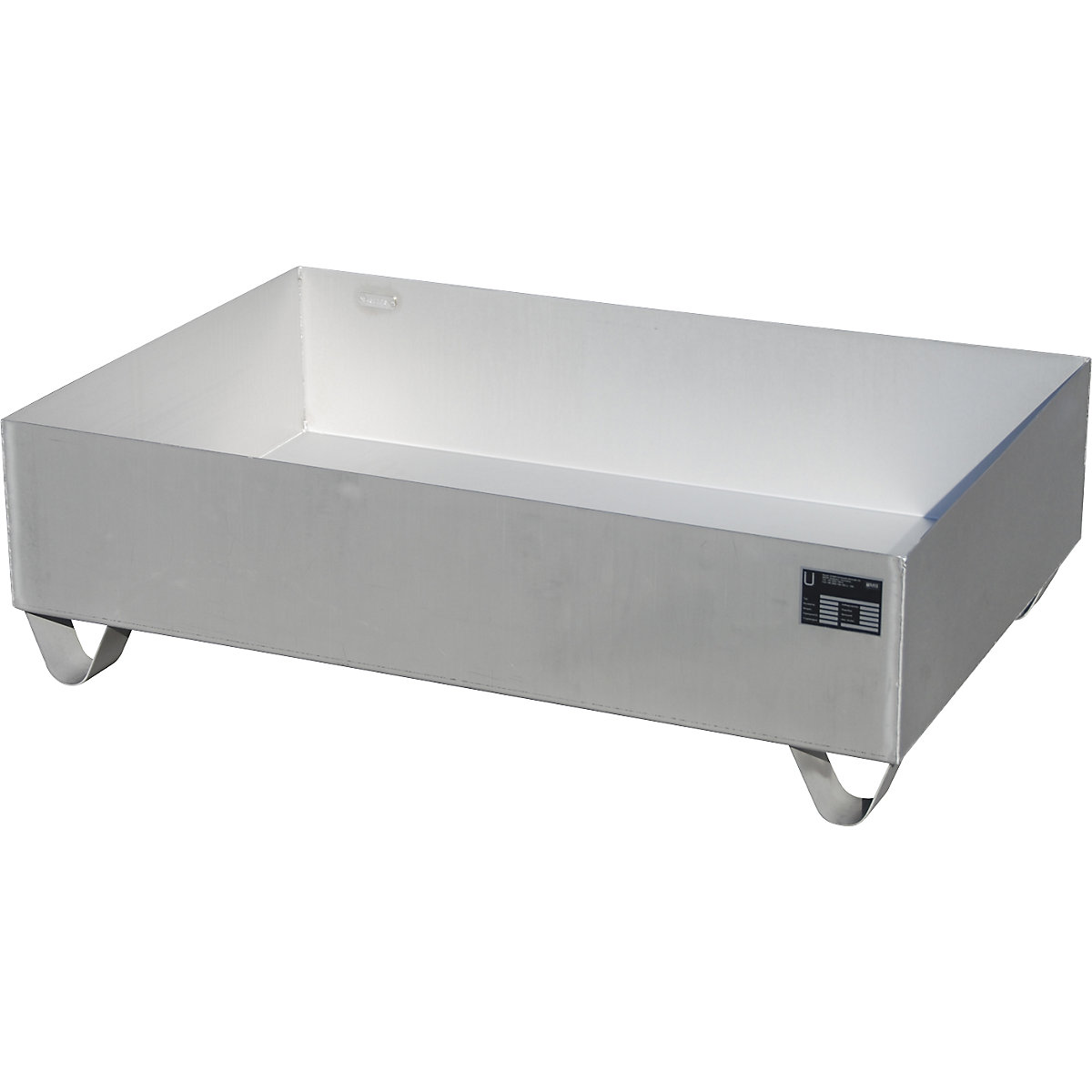 Stainless steel sump tray – eurokraft pro, for 200 l drums, 2 drums, LxWxH 1200 x 800 x 360 mm-1