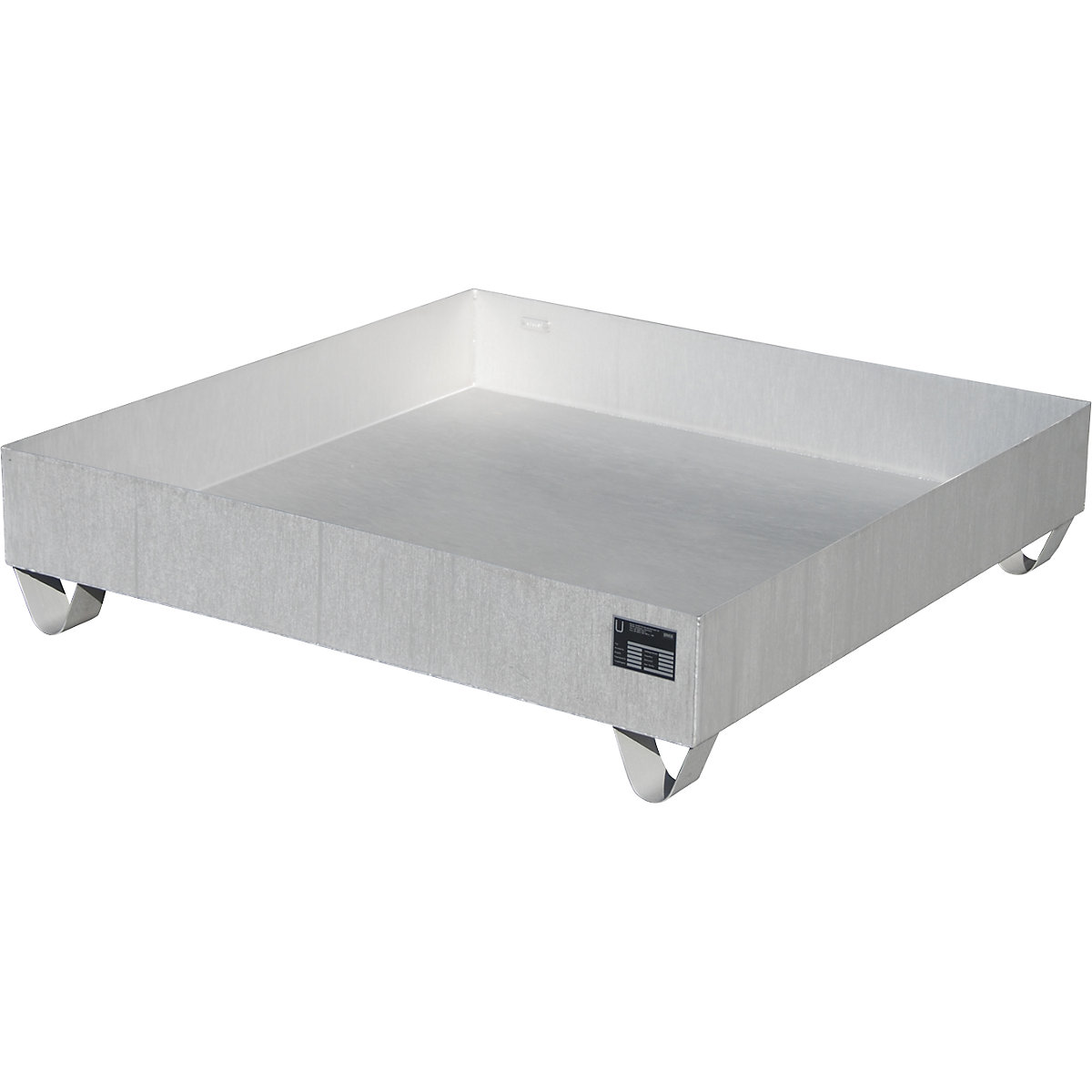 Stainless steel sump tray – eurokraft pro, for 200 l drums, 4 drums, LxWxH 1200 x 1200 x 285 mm-3