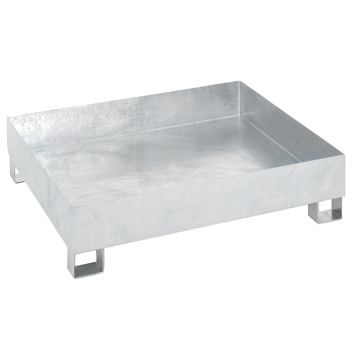 Steel sump tray for 200 l drums – eurokraft basic, LxWxH 1200 x 1200 x 285 mm, with certification, hot dip galvanised, without grate-3