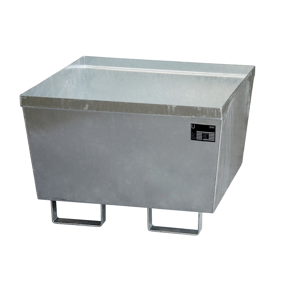 Steel sump tray with edge profiles – eurokraft pro, LxWxH 800 x 800 x 545 mm, without grate, hot dip galvanised-5