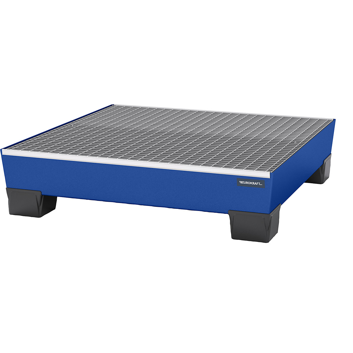 Steel sump tray with plastic feet – eurokraft pro, LxWxH 1240 x 1210 x 295 mm, blue, with grate-6