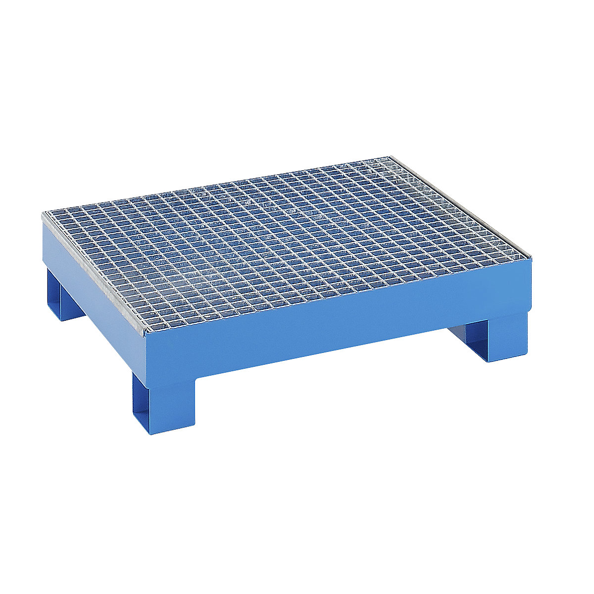 Sump tray for 60 l – eurokraft basic, LxWxH 800 x 900 x 220 mm, without certification, powder coated blue, with grate-3
