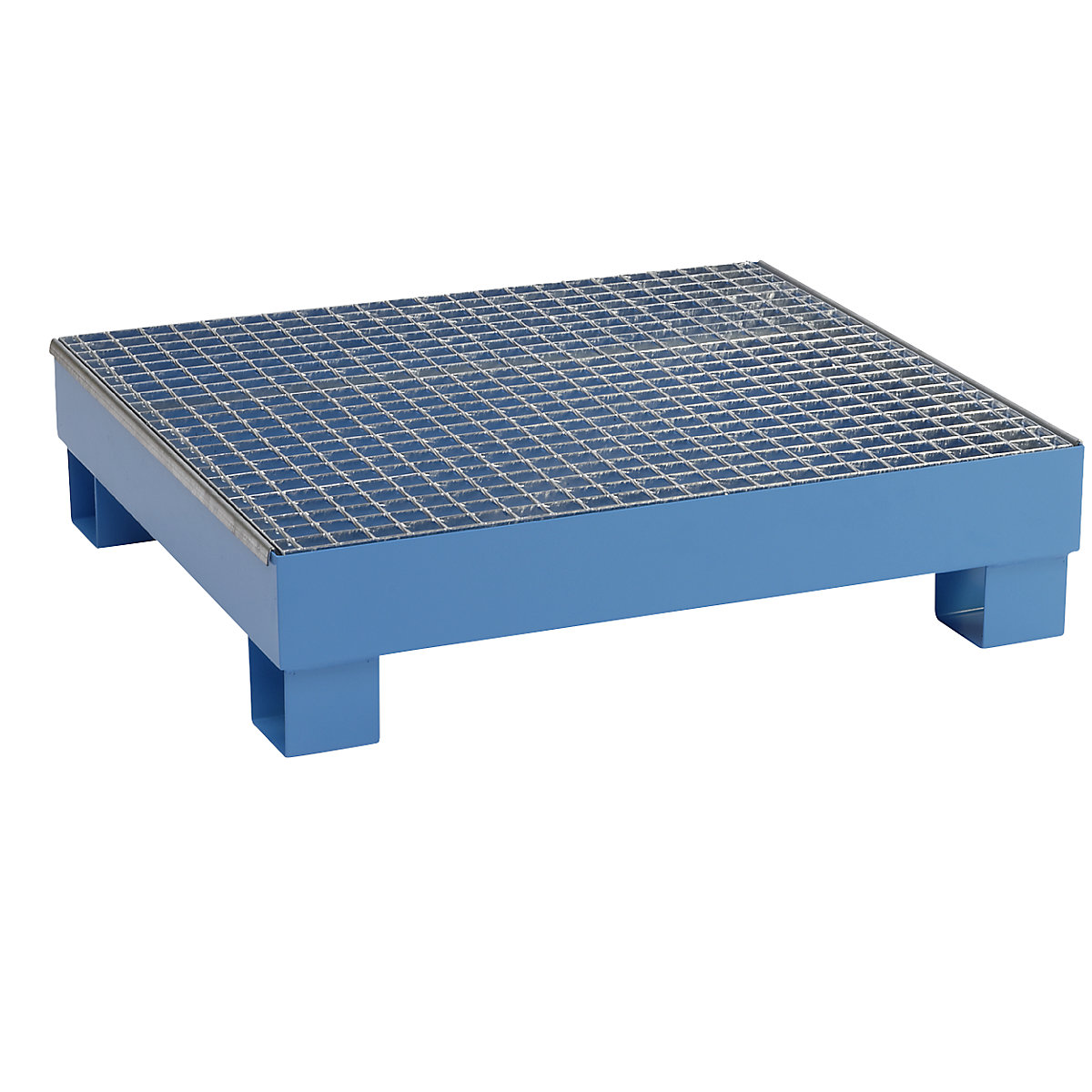 Sump tray for 60 l – eurokraft basic, LxWxH 800 x 1300 x 205 mm, with certification, powder coated blue, with grate-4