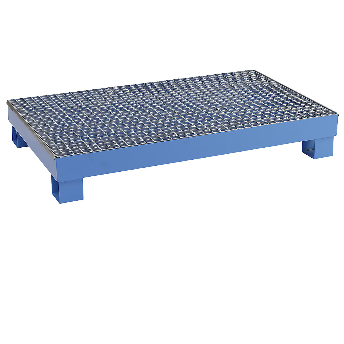 Sump tray for 60 l – eurokraft basic, LxWxH 800 x 1300 x 205 mm, without certification, powder coated blue, with grate-3