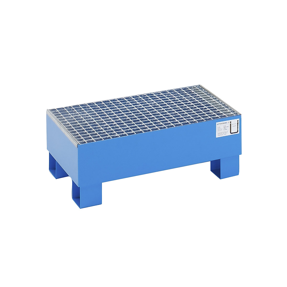 Sump tray for 60 l – eurokraft basic, LxWxH 800 x 500 x 290 mm, with certification, powder coated blue, with grate-2