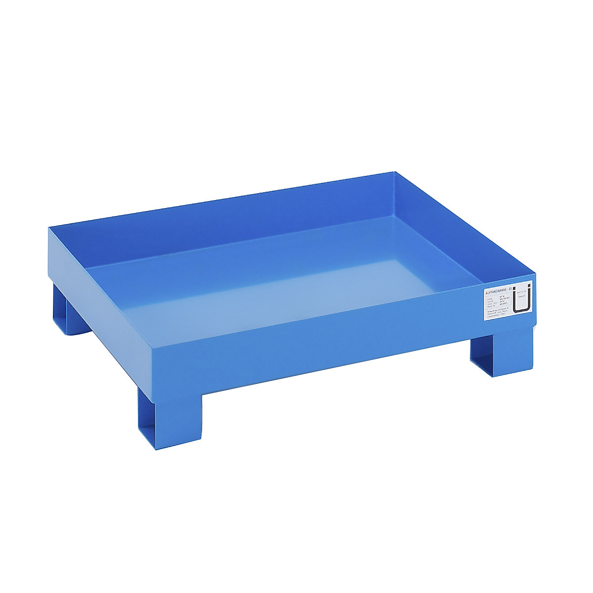 Sump tray for 60 l – eurokraft basic, LxWxH 800 x 900 x 220 mm, with certification, powder coated blue, without grate-3