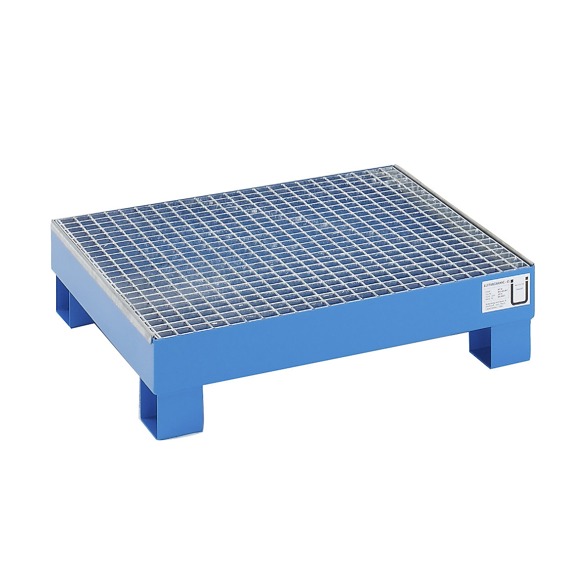 Sump tray for 60 l – eurokraft basic, LxWxH 800 x 900 x 220 mm, with certification, powder coated blue, with grate-4