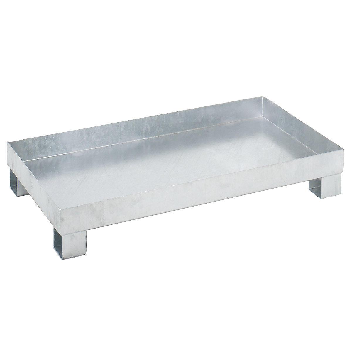 Sump tray for 60 l – eurokraft basic, LxWxH 800 x 1300 x 205 mm, with certification, hot dip galvanised, without grate-5
