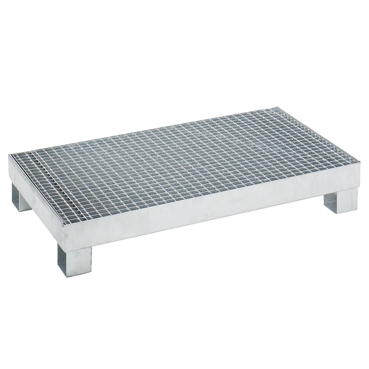 Sump tray for 60 l – eurokraft basic, LxWxH 800 x 1300 x 205 mm, with certification, hot dip galvanised, with grate-3