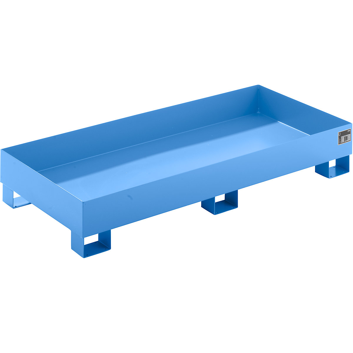 EUROKRAFTbasic – Sump tray made from sheet steel, LxWxH 1800 x 800 x 275 mm, blue RAL 5012