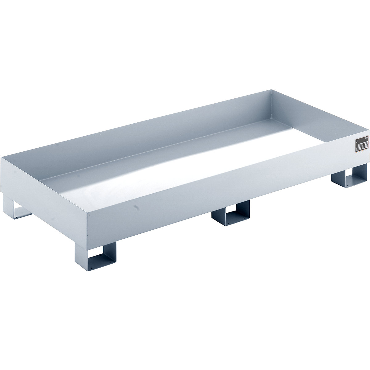 EUROKRAFTbasic – Sump tray made from sheet steel, LxWxH 1800 x 800 x 275 mm, hot dip galvanised