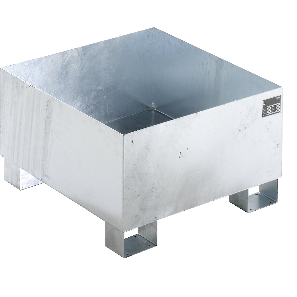 Sump tray made from sheet steel, LxWxH 800 x 800 x 465 mm, hot dip galvanised