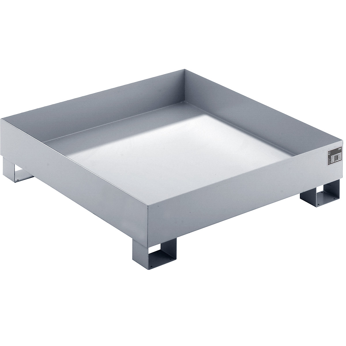 EUROKRAFTbasic – Sump tray made from sheet steel, LxWxH 1200 x 1200 x 285 mm, hot dip galvanised