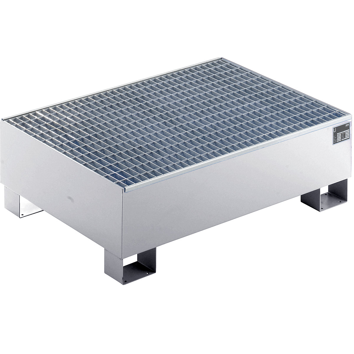 Sump tray made from sheet steel, LxWxH 1200 x 800 x 360 mm, hot dip galvanised, with grate-6