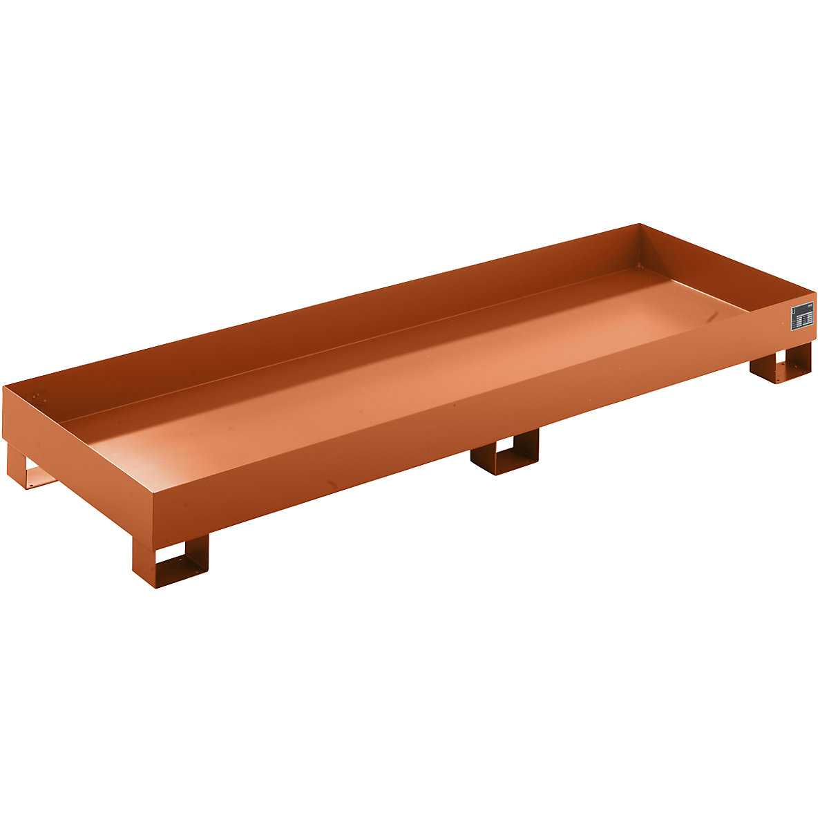 Sump tray made from sheet steel, LxWxH 2400 x 800 x 250 mm, orange RAL 2000-8