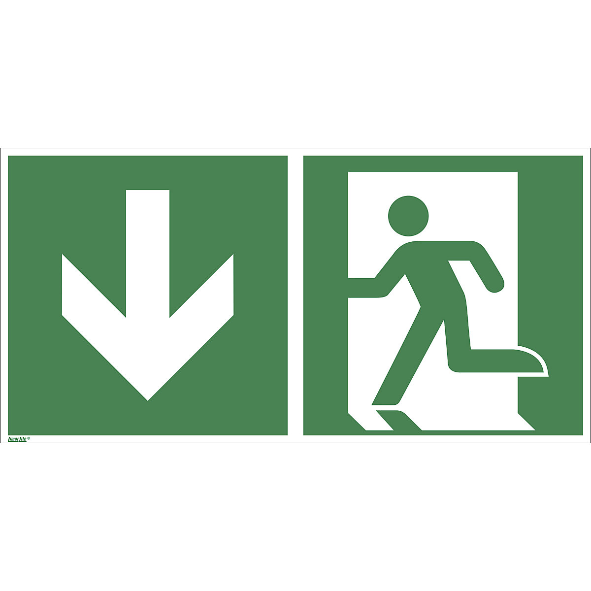 Emergency exit signs, down, pack of 10, aluminium, 300 x 150 mm