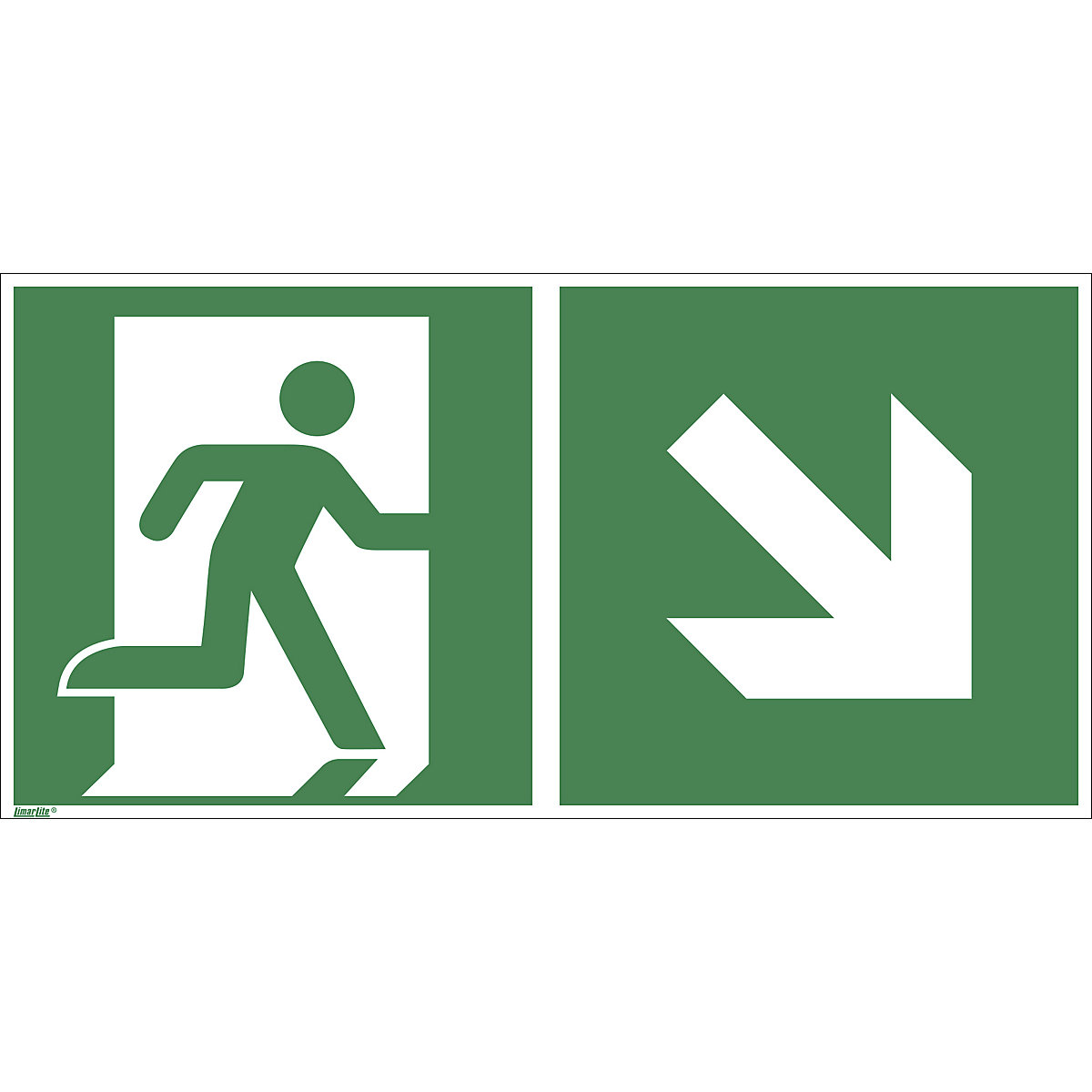 Emergency exit signs, right downwards, pack of 10, plastic, 400 x 200 mm