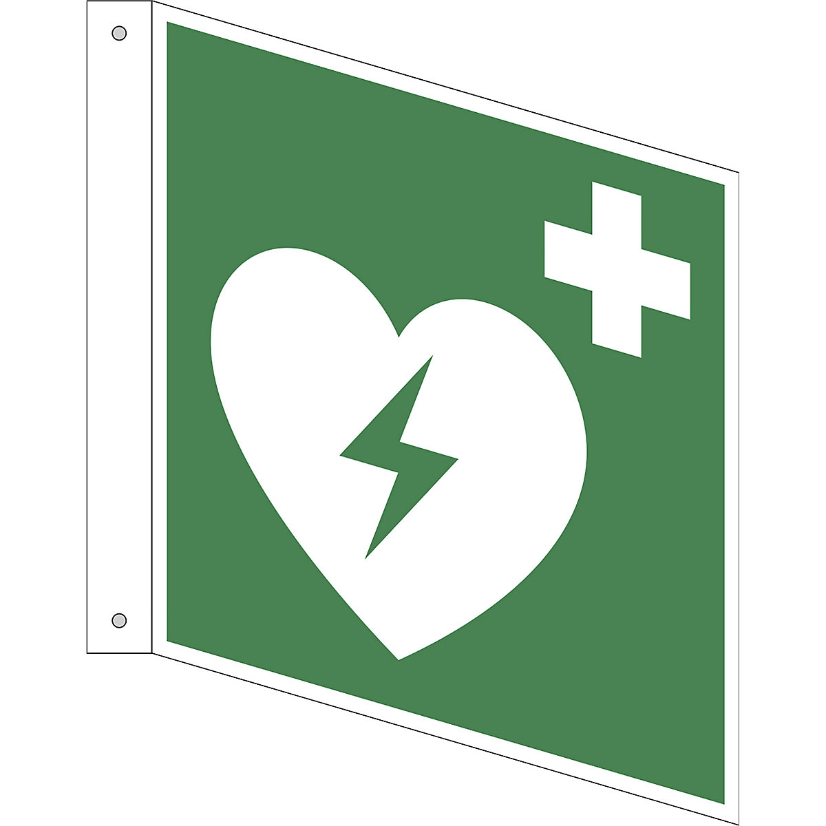 Emergency sign, automated external heart defibrillator, pack of 10, aluminium, L shaped sign, 200 x 200 mm-4