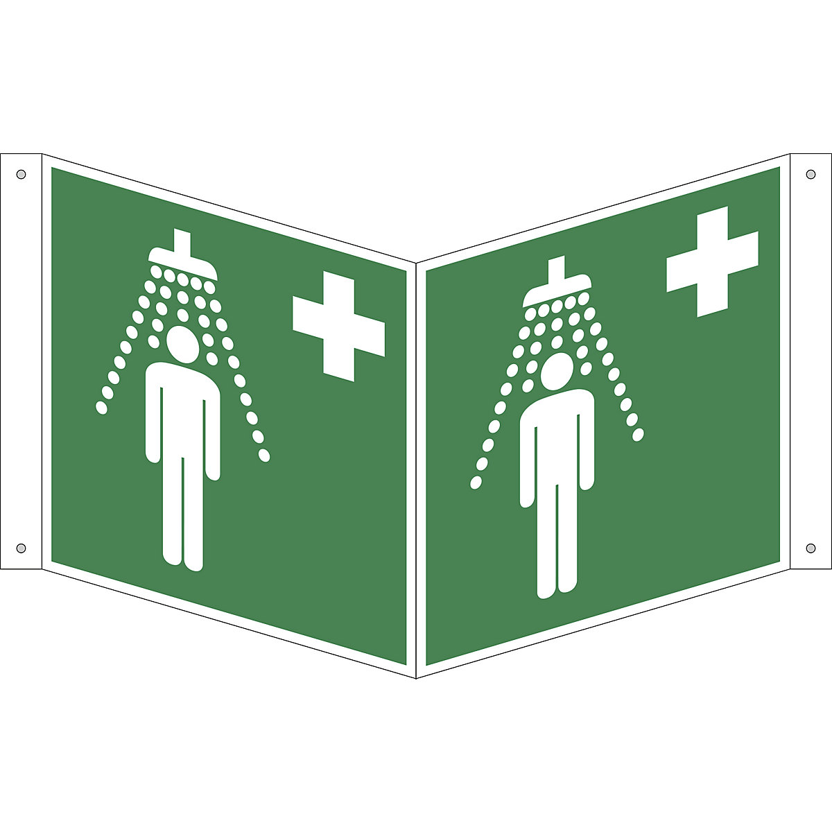 Emergency sign, safety shower, pack of 10, plastic, V shaped sign, 200 x 200 mm-2
