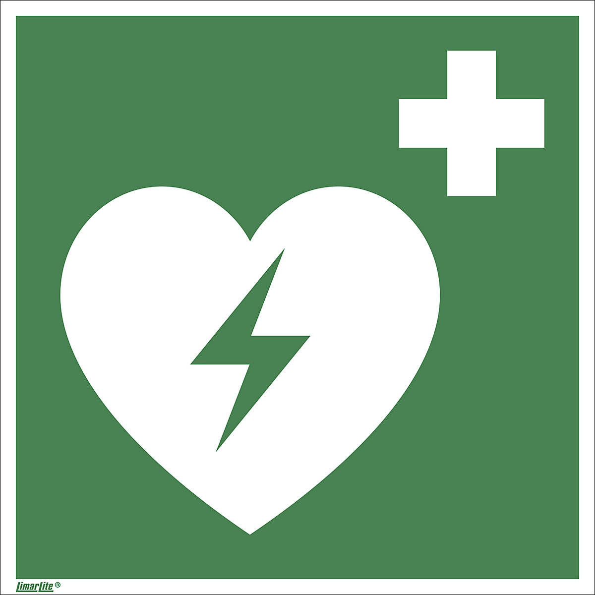 Emergency sign, automated external heart defibrillator, pack of 10, aluminium, 150 x 150 mm-1