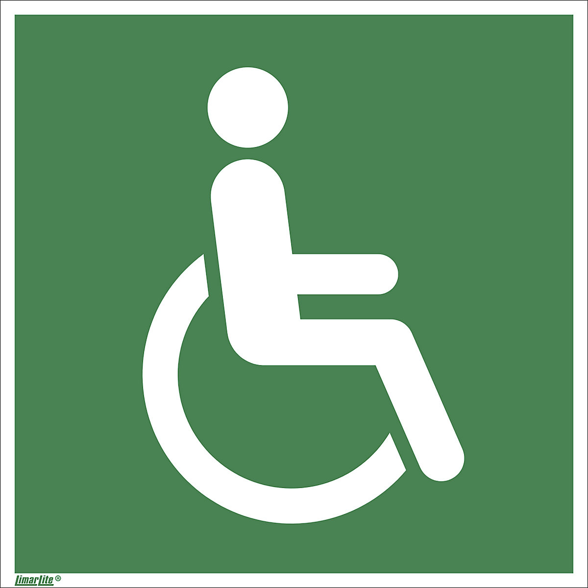 Emergency sign, wheelchair, pointing right, pack of 10, film, 200 x 200 mm