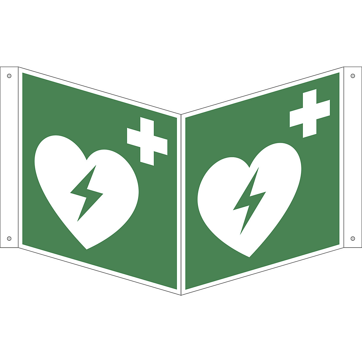 Emergency sign, automated external heart defibrillator, pack of 10, aluminium, V shaped sign, 200 x 200 mm-5