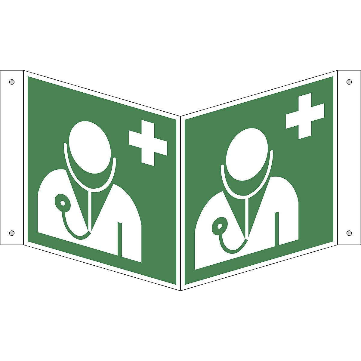 Emergency sign, doctor, pack of 10, plastic, V shaped sign, 150 x 150 mm