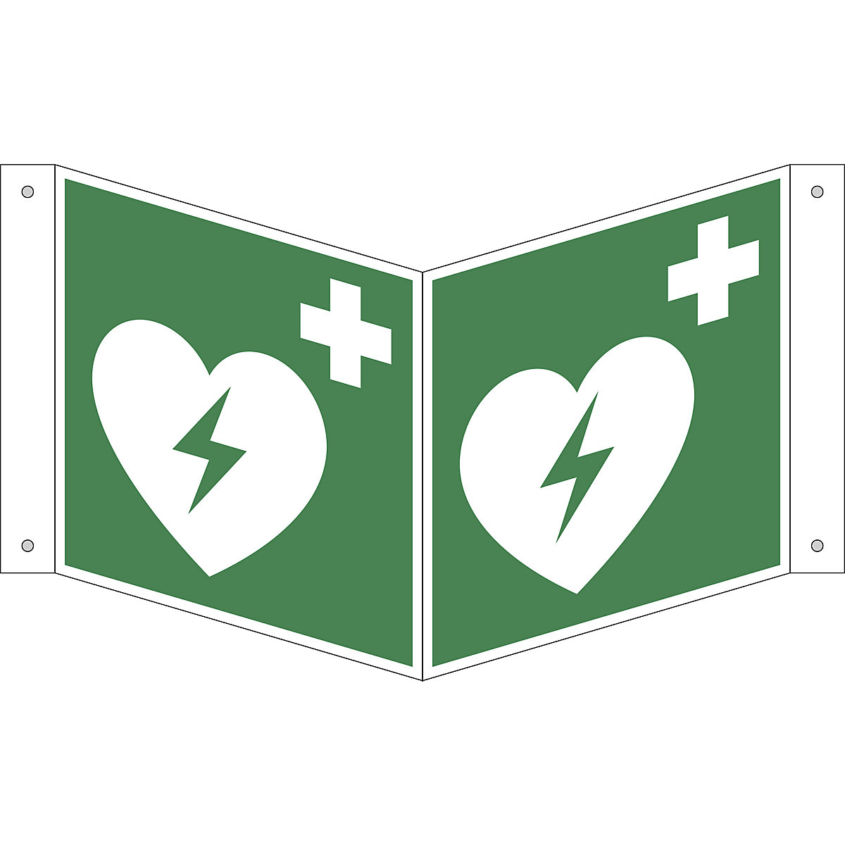 Emergency sign, automated external heart defibrillator, pack of 10, aluminium, V shaped sign, 150 x 150 mm-11