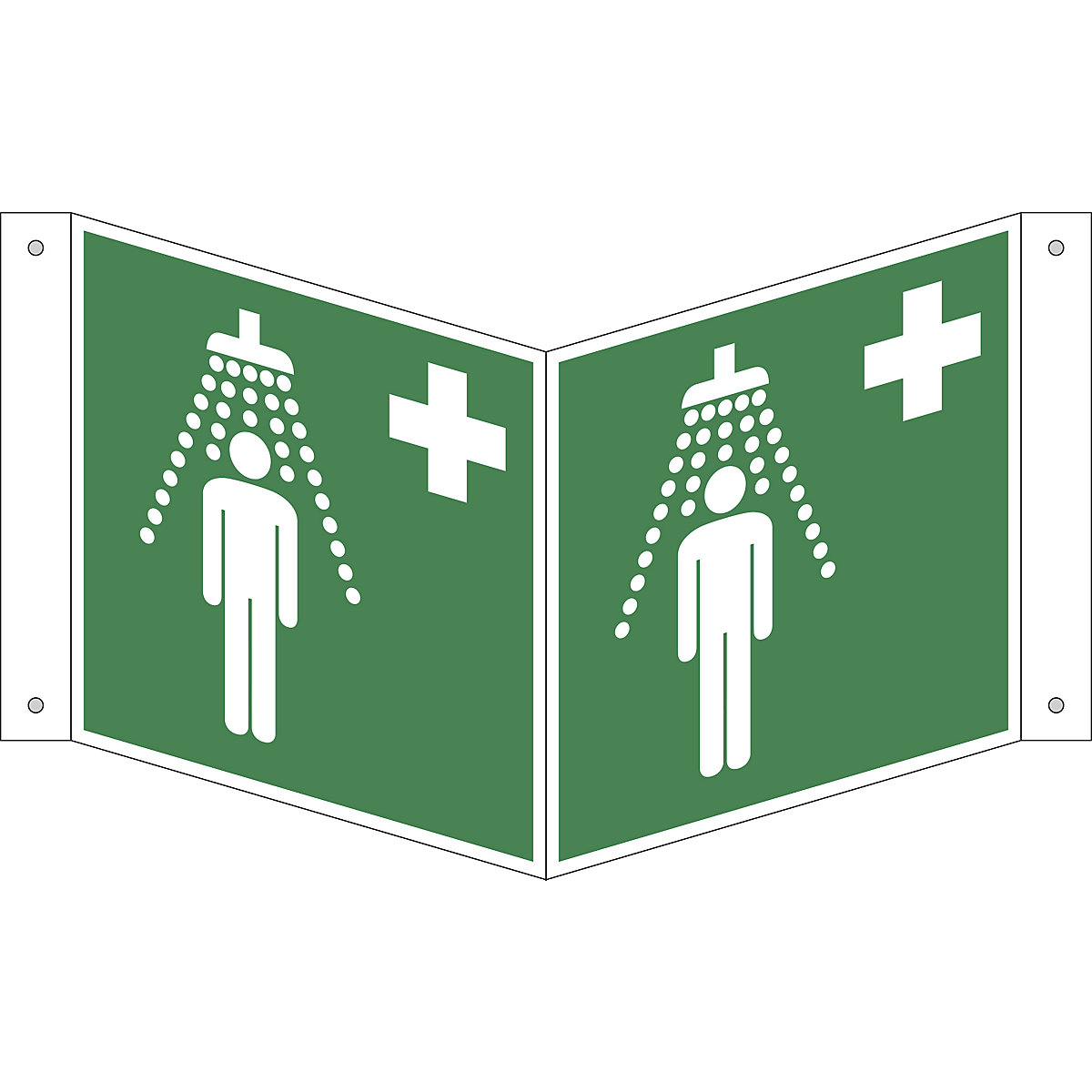Emergency sign, safety shower, pack of 10, aluminium, V shaped sign, 150 x 150 mm-7